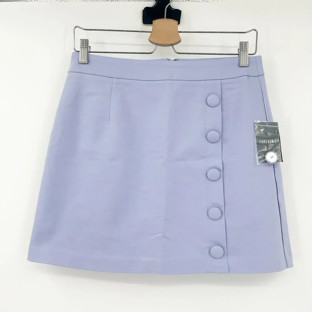 NWT Forever 21 Womens Preppy‎ Academia Y2K Button Front Mini Pencil Skirt Size M